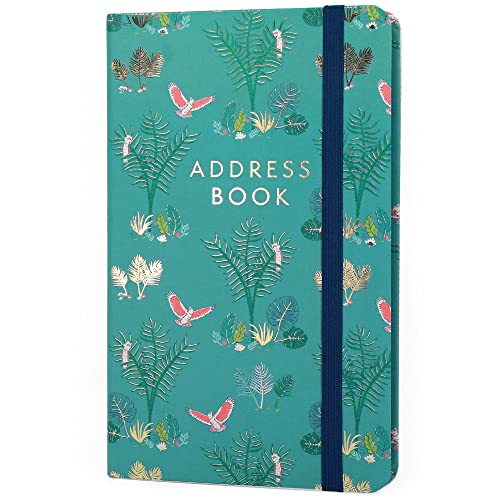 Boxclever Press Small Address Book. Stunning Address Book with Alphabetical Tabs & 432 Entry Spaces!! Contact Book with Tabs, Back Pocket & Change of Address Labels. 5 x 8’’ (Parrot – Small)