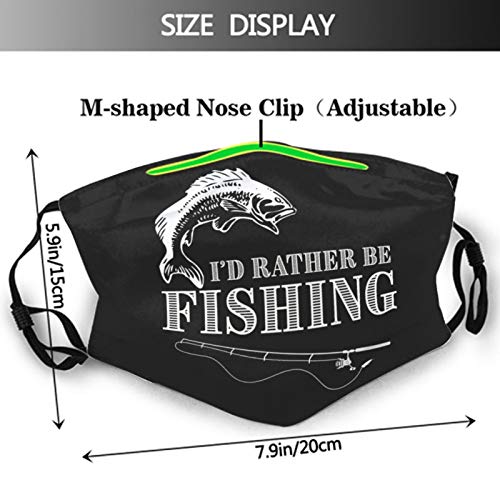 2 Piece Face Mask Set Plus 4 Replaceable Air Filters Bass Fishing Design Washable Reusable Adjustable Black Cloth Bandanas Scarf Neck Gaiters for Adults Men Women Kids | The Storepaperoomates Retail Market - Fast Affordable Shopping