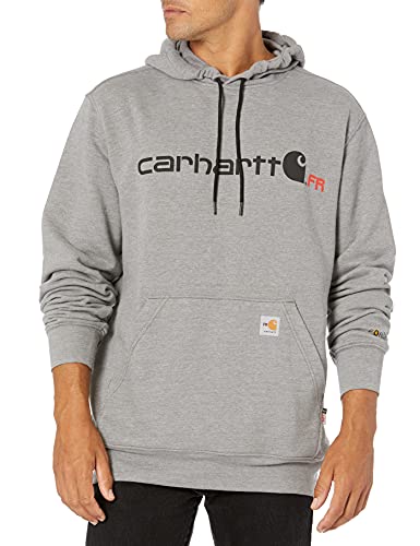 Carhartt Men’s Flame-Resistant Force Original Fit Midweight Hooded Sweatshirt, Granite Heather, X-Large