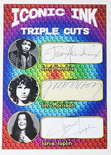 Iconic Ink Triple Cuts Facsimile Autograph – Jimi Hendrix – Jim Morrison – Janis Joplin – Mint Condition – Music