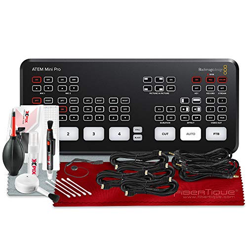 Blackmagic Design ATEM Mini Pro HDMI Live Stream Switcher w/Basic Accessory Bundle Ready for Streaming with Cables, Cleaning Kit and More