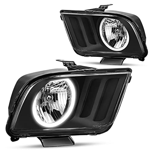 DWVO Headlight Aseembly Compatible with Ford Mustang 05 06 07 08 09 2005 2006 2007 2008 2009 Headlamp with Led DRL
