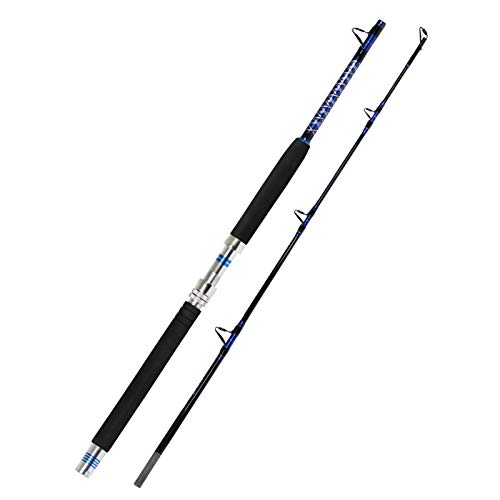 Fiblink 1-Piece/ 2-Piece Saltwater Offshore Trolling Rod Big Game Rod Conventional Boat Fishing Pole (2-Piece, 8′ – 30-50lbs)