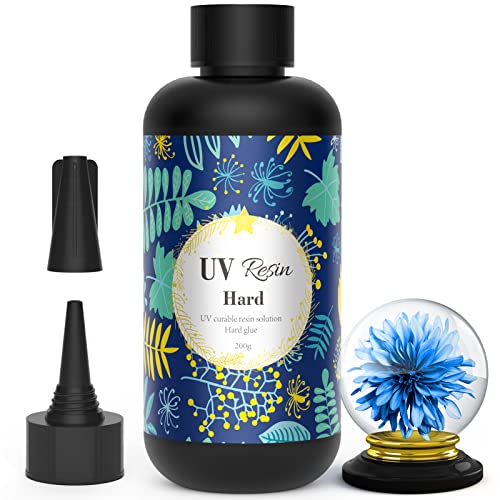 UV Resin – Wayin 200g Upgrade Ultraviolet Epoxy Resin Non-Toxic Crystal Clear Hard Glue Solar Cure Sunlight Activated Resin for Handmade Jewelry, DIY Craft Decoration, Casting and Coating