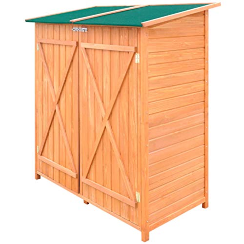 FAMIROSA Outdoor Storage Shed Wooden Gardening Lockers, Closet – Tool Organizer Cabinet with Double Doors, 2-Layer Shelf – Yard, Garden, Lawn Patio Furniture 54.3 x 25.8 x 63 inch