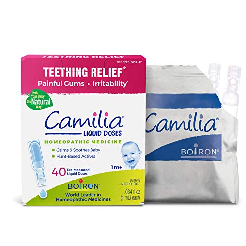 Boiron Camilia Teething Drops for Daytime and Nighttime Relief of Painful or Swollen Gums and Irritability in Babies – 40 Count (Pack of 1)