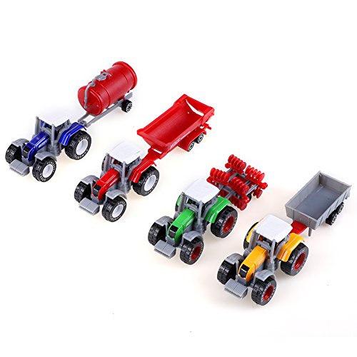 GLOGLOW 4pcs Farm Vehicle Toy,Farm Machinery Toys High Simulation Agricultural Farmer Vehicle Model 1:64 Scale