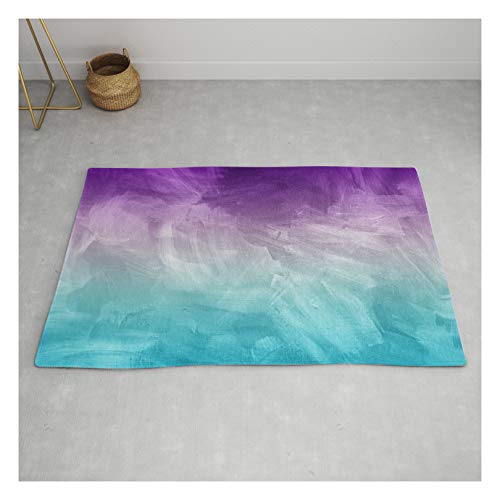 Society6 Purple Aqua Teal Ombre Pattern Watercolor Painting by Honey Design Studio Modern Throw Rug – 4′ x 6′