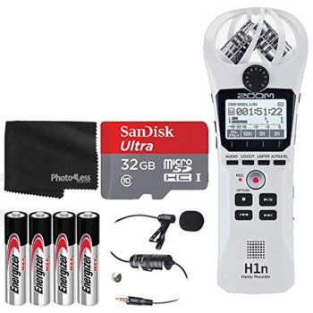 Zoom H1n 2-Input / 2-Track Portable Handy Recorder with Onboard X/Y Microphone + 32GB microSDHC UHS-I Card with Adapter + Lavalier Condenser Microphone + 4X AAA Alkaline Batteries + Cleaning Cloth | The Storepaperoomates Retail Market - Fast Affordable Shopping