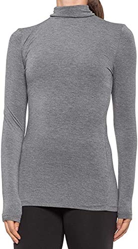Cuddle Duds Women’s Softwear with Stretch Long Sleeve Turtle Neck Top (X-Large, Charcoal Heather)