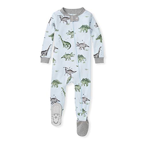 Burt’s Bees Baby babyboys Unisex Pajamas, Zipfront Nonslip Footed Pjs, Organic Cotton Baby and Toddler Sleepers, Happy Herbivores, 18 Months US