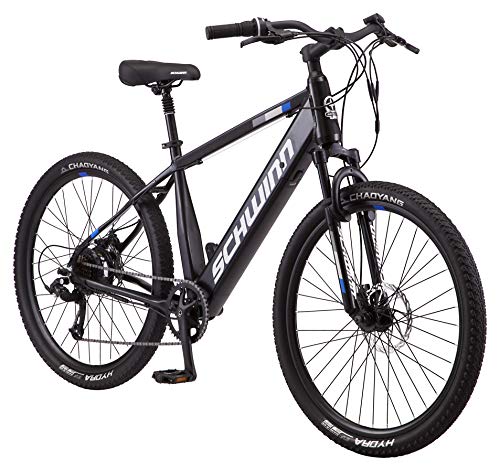 Schwinn Amalgam Adult Electric Bike, 18.5-Inch Hybrid Aluminum Frame, 7 Speed, 27.5-Inch Wheels, Matte Black