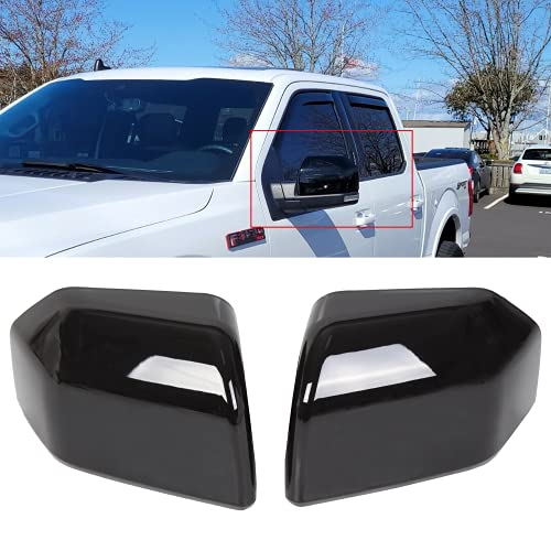 HECASA Top Half Upper Mirror Covers Skull Caps Replacement Compatible with 2015-2020 Ford F150 (Black, Pair)
