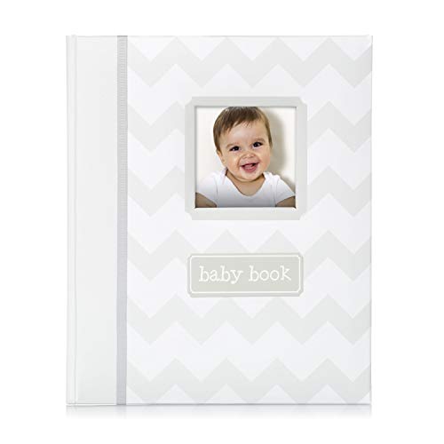 Little Pear Chevron Baby Book, Baby Keepsake, Baby Memory Book, Baby Girl or Baby Boy Photo Album Gender-Neutral, Gray