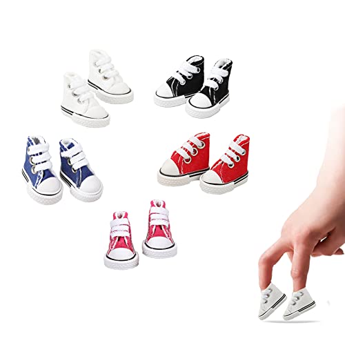 Mimeela 5 Pairs Mini Finger Shoes, Cool Mini Skateboard Shoes for Finger Breakdance, Fingerboard, Elf Shoes Doll Shoes, Used As Making Shoe Keychains and Sneakers for Birds