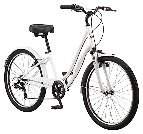 Schwinn Regioneer Womens Hybrid Comfort Bike, 26-Inch Wheels, 7 Speed, 16.5-Inch Steel Frame, Alloy Linear Brakes, White