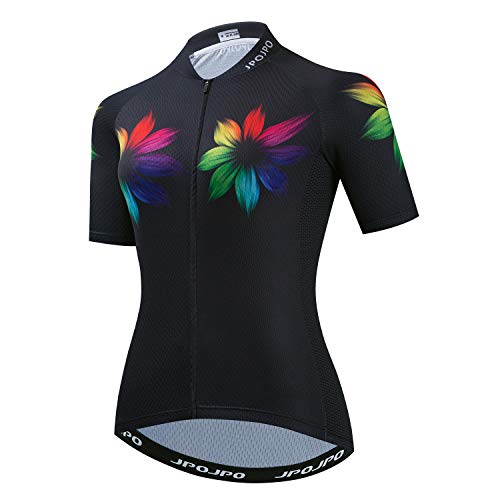 Weimostar Women’s Cycling Jersey Short Sleeve Bike Shirt Top Girl MTB Bicycle Clothing Rainbow Size M