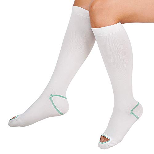 Anti Embolism Compression Stockings, Knee High Unisex Ted Hose Socks 15-20 mmHg Moderate Level (L)