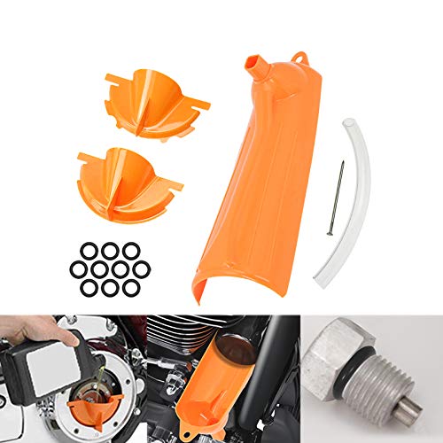 YHMTIVTU Drip Free Oil Filter Primary Case Oil Fill Funnel Set with Oil Drain Plug O-Ring Fit for Harley Touring Road King Street Glide Sporster Dyna Orange