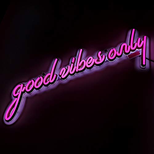 Laporwee Pink Good Vibes Only LED Neon Signs Art Wall Lights for Beer Bar Club Bedroom Windows Glass Hotel Pub Cafe Wedding Birthday Party Gifts