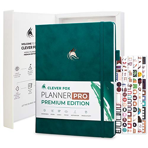 Clever Fox Planner Pro Premium Edition – Luxurious Weekly & Monthly Planner + Budget Planner Organizer for Productivity & Reaching Goals, Undated, A4 Hardcover + Keepsake Box, Lasts 1 Year, Teal