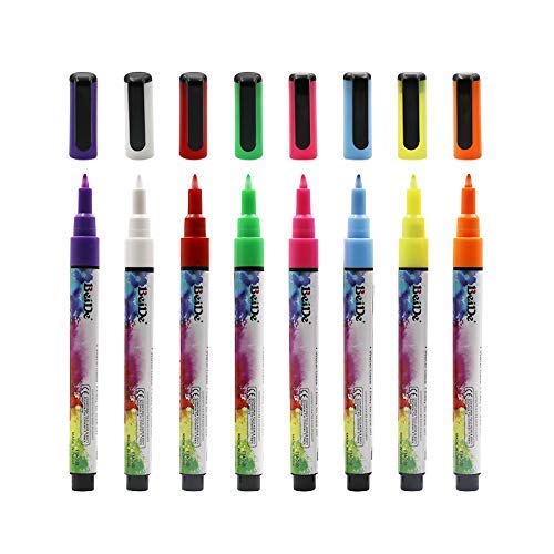 Liquid Chalk Markers, 8-Color Superfine 1 mm Tip Erasable Marker Pen, Suitable for Glass, Whiteboard, Blackboard Label