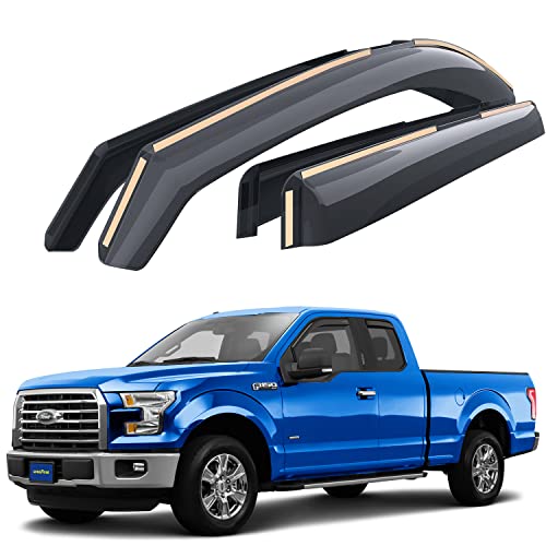 Goodyear Shatterproof in-Channel Window Deflectors for Ford F150 2015-2020 SuperCab (fit for Ford F250-F550 17-23) Rain Guards,Window Visors for Cars,Vent Deflector, Car Accessories, 4pcs – GY003419LP