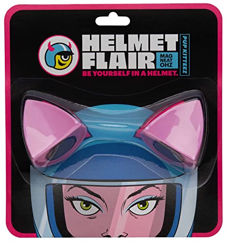 Helmet Flair® MagNeatOhz™ Pink Cat Ears for Helmet | Made in USA | Kitty Ear Helmet Accessory for Motorcycle Helmet, Bike Helmet, Ski Helmet | Magnetic & Interchangeable | Pair (Helmet Not Included)