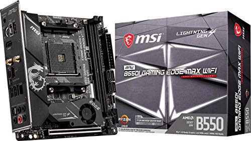 MSI MPG B550I Gaming Edge MAX WiFi Gaming Motherboard (AMD AM4, DDR4, PCIe 4.0, SATA 6Gb/s, Dual M.2, USB 3.2 Gen 2, HDMI, Wi-Fi AX, Mini-ITX, AMD Ryzen 5000 Series Processors)