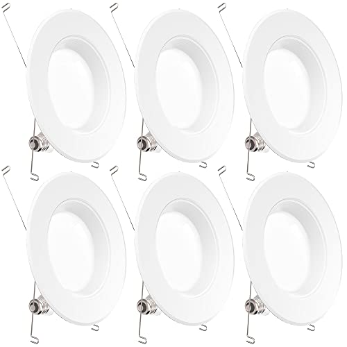 Sunco Lighting 5/6 Inch LED Can Lights Retrofit Recessed Lighting, Baffle Trim, Dimmable, 2700K Soft White, 13W=75W, 965 LM, Damp Rated, Replacement Conversion Kit – UL Energy Star Listed 6 Pack
