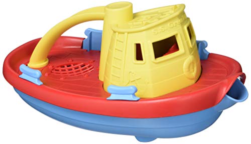 Green Toys Tugboat, Yellow/Red/Blue CB – Pretend Play, Motor Skills, Kids Bath Toy Floating Pouring Vehicle. No BPA, phthalates, PVC. Dishwasher Safe, Recycled Plastic, Made in USA.