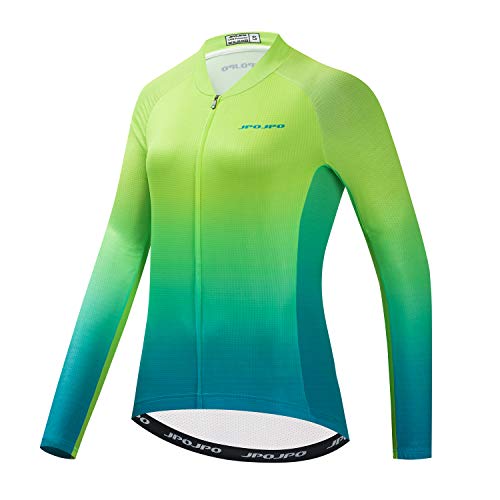 Weimostar Women’s Cycling Jersey Long Sleeve Mountain Road Bike Jerseys Cycle Jacket Tops MTB Biking Shirt Bicycle Clothing Green Size M