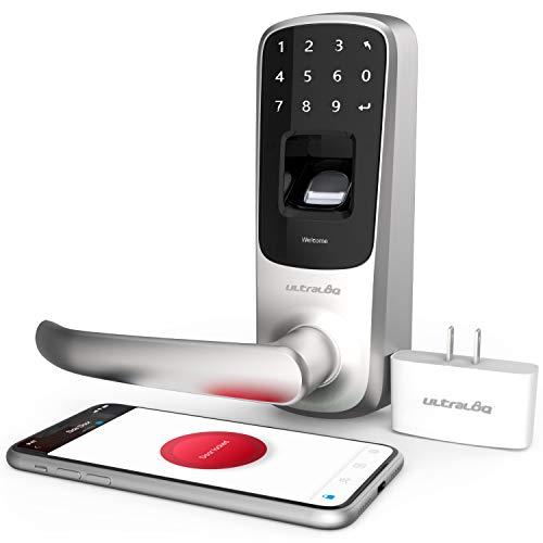 ULTRALOQ UL3 BT (2nd Gen) Smart Lock + Bridge WiFi Adaptor, 5-in-1 Keyless Entry Door Lock with WiFi, Bluetooth, Biometric Fingerprint and Touch Keypad, Smart Door Lock Latch Edition (Satin Nickel)