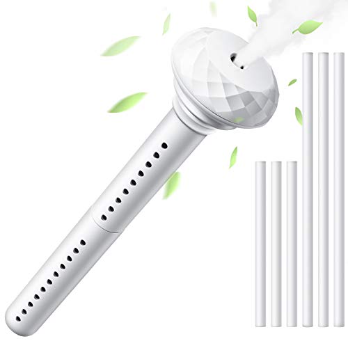 Mini Portable Humidifier Cool Mist Humidifier USB Air Humidifier Without Water Bottle with 6 Pieces 2 Sizes Replacement Humidifier Cotton Sticks for Travel Office Hotel Car Home (White)