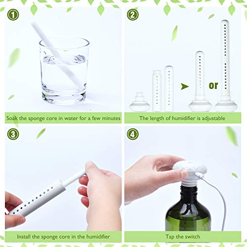 Mini Portable Humidifier Cool Mist Humidifier USB Air Humidifier Without Water Bottle with 6 Pieces 2 Sizes Replacement Humidifier Cotton Sticks for Travel Office Hotel Car Home (White) | The Storepaperoomates Retail Market - Fast Affordable Shopping