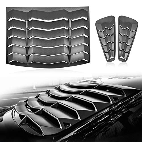 CUMART 2005-2014 Rear+Side Window Louvers Windshield Sun Shade Cover Lambo Style Matte Black Compatible with Ford Mustang 2005 2006 2007 2008 2009 2010 2011 2012 2013 2014 …