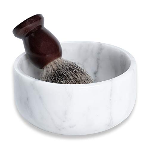 JIMEI Marble Shaving Soap Bowl Decorative Multi-Purpose Stone Bowl- Use as Centerpiece Bowl, Fruit Bowl, Candy Bowl Jewelry Organizer Tray