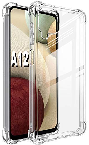Folmeikat Samsung Galaxy A12 Phone Case, Clear Transparent Reinforced Corners TPU Shock-Absorption Flexible Cell Phone Cover for Samsung A12 6.5″(2021) (Clear)