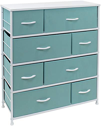 Sorbus Dresser with 8 Drawers – Bedside Furniture & Night Stand End Table Dresser for Home, Bedroom Accessories, Office, College Dorm, Steel Frame, Wood Top (Aqua)