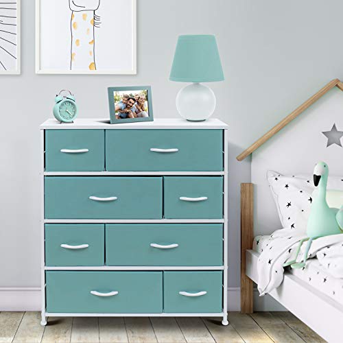 Sorbus Dresser with 8 Drawers – Bedside Furniture & Night Stand End Table Dresser for Home, Bedroom Accessories, Office, College Dorm, Steel Frame, Wood Top (Aqua) | The Storepaperoomates Retail Market - Fast Affordable Shopping