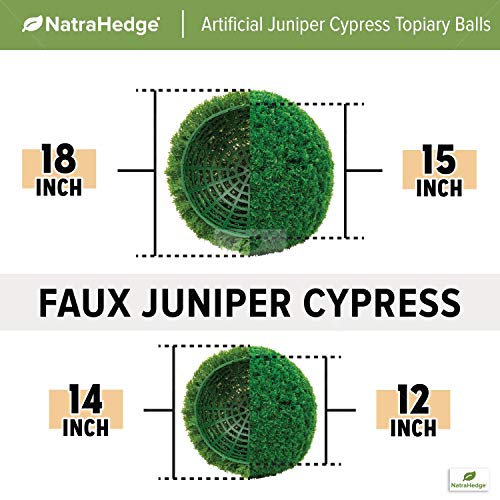 NatraHedge Artificial Topiary Ball Set – Faux Foliage Balls for Garden, Wedding, Home Décor, and Backyard (15″ x 15″, Juniper Cypress – 2 Pack) | The Storepaperoomates Retail Market - Fast Affordable Shopping