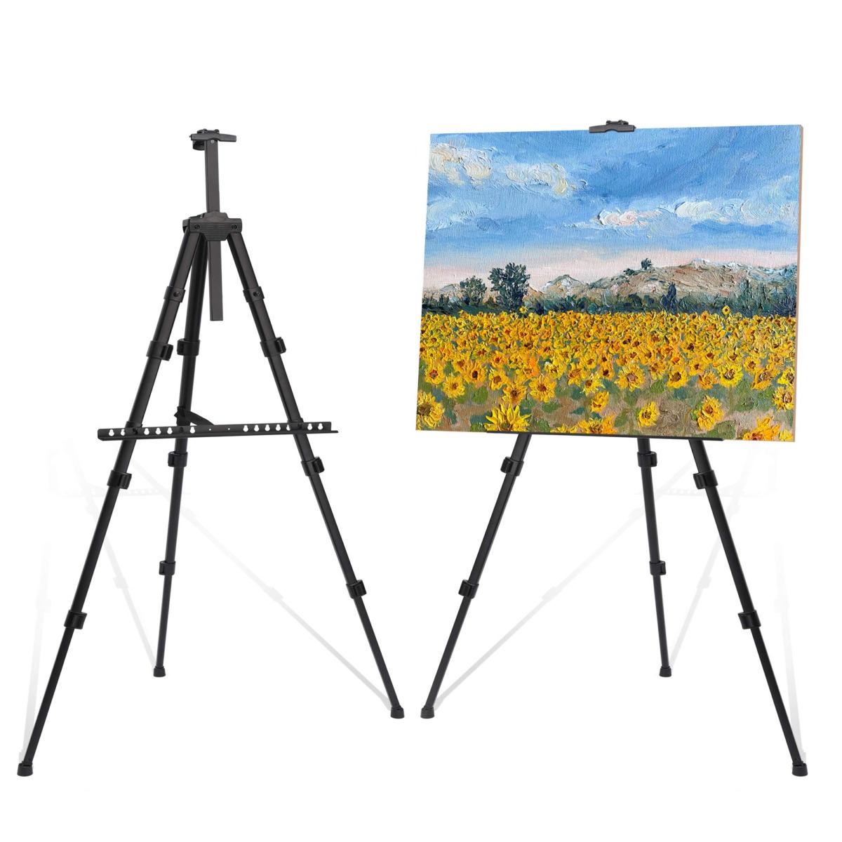 STARHOO Easel for Painting Canvases 2 Pack – Aluminum Art Easel Stand for Table Top / Floor 17″ to 63″ Adjustable Height with Portable Bag Black | The Storepaperoomates Retail Market - Fast Affordable Shopping