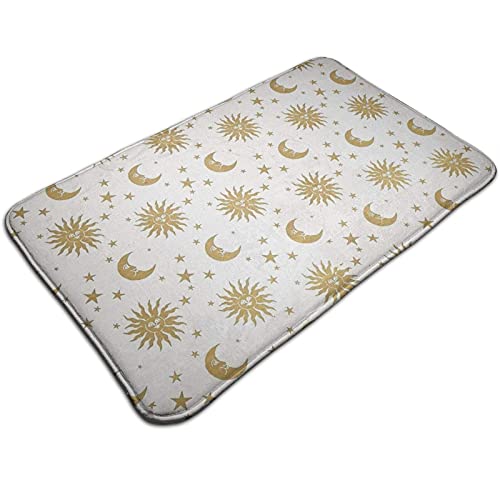 Bathroom Rug Sun Moon Star Bath Mat Carpet Absorbent Non Slip for Kitchen Shower Tub 19.5 x 31.5 inch