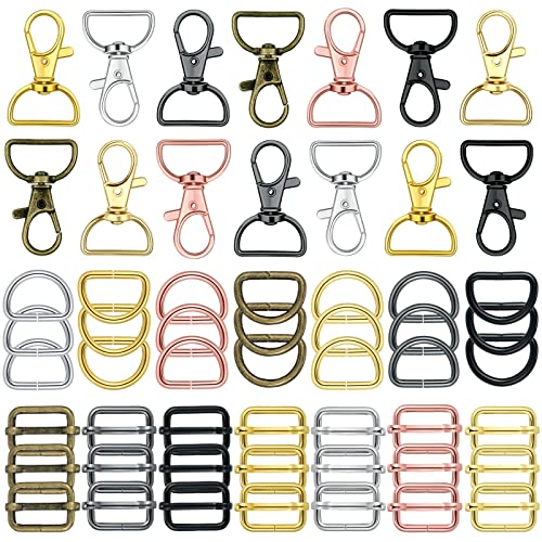 56 Pieces D Rings for Purse Bag Hardware Purse Hardware for Bag Making Buckles Craft (Mixed Color,25 mm)