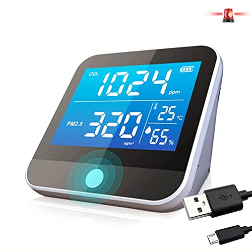 CO2 Monitor Air Quality Monitor Indoor, 2022 Upgrade 8-in-1 Carbon Dioxide Detector CO2 Monitor Portable CO2 Alarm Meter with PM, Temp, Humidity CO2 Sensor for Home, Grow Tent, Wine Cellar, Car