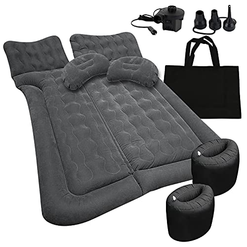 Zone Tech Car Trunk Inflatable Air Mattress – Premium Quality Easy Inflation Air Pump Flocking Surface Back Seat Mattress Thickened Bed with 2 Inflatable Pillows for Travel Camping Family Outing
