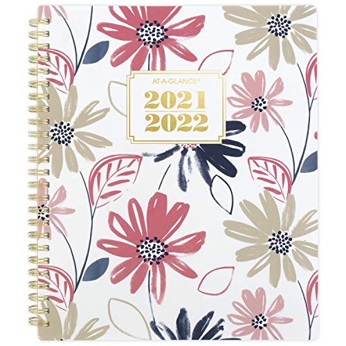 Academic Planner 2021-2022, AT-A-GLANCE Monthly Planner, 7″ x 8-3/4″, Medium, for School, Teacher, Student, Badge Floral (1535F-805A)