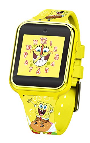 Accutime Kids Nickelodeon Spongebob Squarepants Yellow Educational Learning Touchscreen Smart Watch Toy for Boys, Girls, Toddlers – Selfie Cam, Games, Alarm, Calculator (Model: SGB4090AZ)