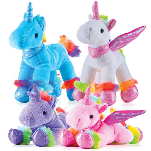 PREXTEX Unicorn Stuffed Animals (4 Cute Plush Unicorns Gifts for Girls), Machine Washable – Unicorn Toys for Girls & Boys of All Ages