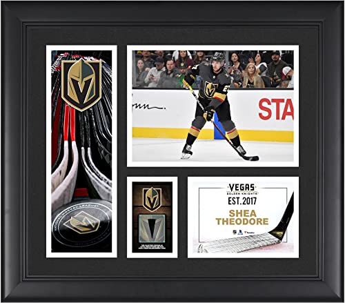 Shea Theodore Vegas Golden Knights Framed 15″ x 17″ Player Collage with a Piece of Game-Used Puck – NHL Player Plaques and Collages
